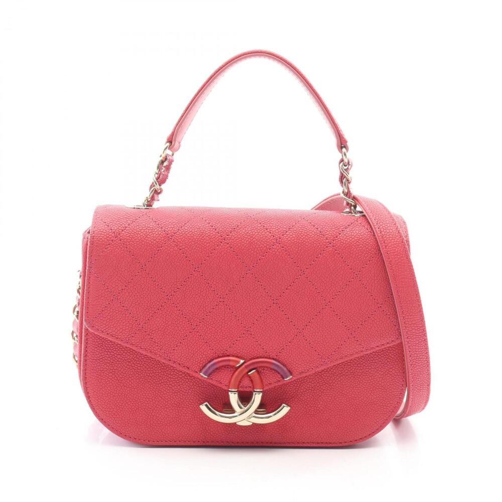 Chanel Coco Mark Top Handle Flap Bag Matelassé 2-Way Shoulder Handbag Caviar ...